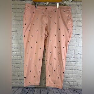 TALBOTS The Weekend Dusty Pink Chino Embroidered Black White French Bulldogs 20